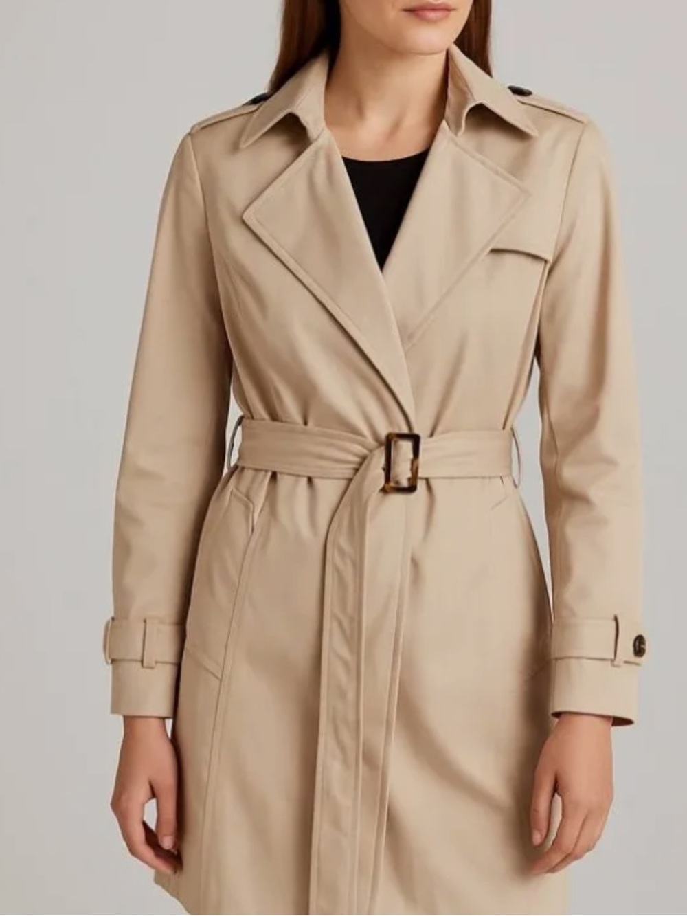 Roz & Ali tan trench coat size large .